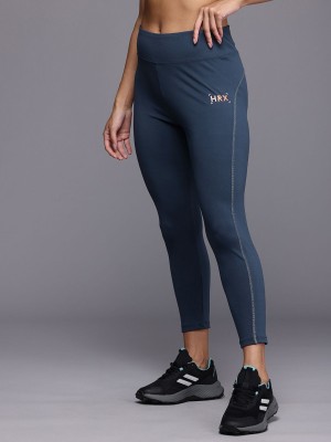 HRX by Hrithik Roshan Solid Women Blue Tights