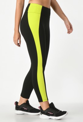 Waylene Color Block Women Black, Light Green Tights