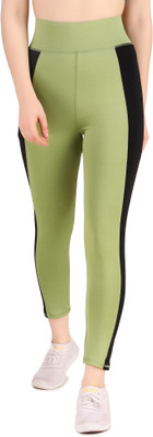 Anishq Color Block Women Green Tights