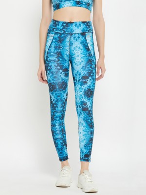 Clovia Geometric Print Women Blue Tights