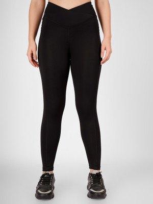 M7 By Metronaut Solid Women Black Tights