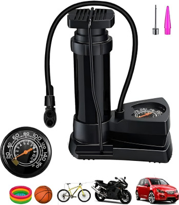 Smartgharr Portable High Pressure Metal Cylind Pump 120 psi Tyre Air Pump for Car & Bike(Multiple Nozzles, Air Inflator, Portable, Bleeder Valve Present)