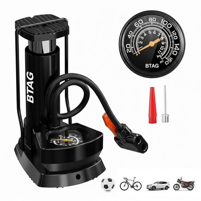 Btag AU003 FOOT AIR PUMP 160 psi Tyre Air Pump for Car & Bike