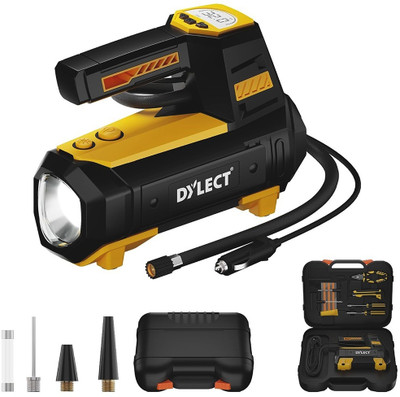 Dylect DTDCTICYL 150 psi Tyre Air Pump for Car & Bike(Preset Modes, LED Light, Auto Shut Off, Multiple Air Fill Modes)