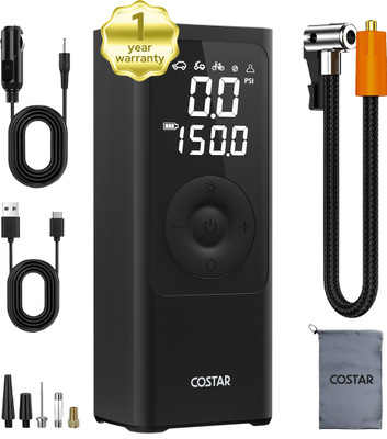 Costar Airboost 2S 150 psi Tyre Air Pump for Car & Bike(Auto Shut Off, Bleeder Valve Present)