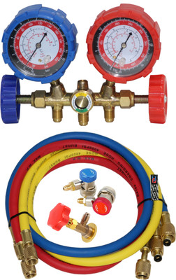 Digital Craft Analog Tire Pressure Gauge Manifold Gauge Set,Quick Coupler Adapters,Opener Tap Valve(500 PSI)