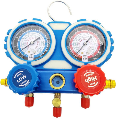 Digital Craft Analog Tire Pressure Gauge R134 R22 R404A R407C Double Manifold Valve Pressure Gauge Car Air Refrigerant(500 PSI)