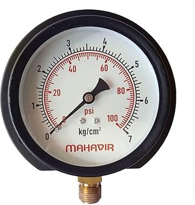 Implemental Analog Tire Pressure Gauge Pressure Gauge Industrial Heavy Duty Size 4 Inch (100 PSI, 7Kg/Cm²)(100 PSI)