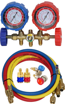 Digital Craft Analog Tire Pressure Gauge Manifold Gauge Set,Small Quick Coupler,Quick Coupler Adapters(500 PSI)