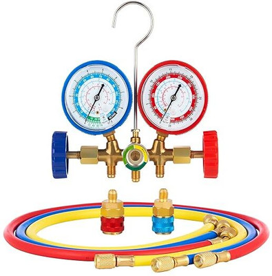 Digital Craft Analog Tire Pressure Gauge R12 R22 R404A R134A Manifold Gauge Set Air Condition Tools Hose With 2pc Coupler(500 PSI)