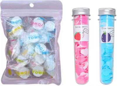 CHARVI INTERNATIONAL Magic Tablet Coin Tissue papper 1 packet &Fruit Fragrance Hand Wash Paper Soap Digital Tissue Flotation Bath