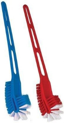 Country hub double Sided Toilet Cleaning Brush 2 with Holder(Red, Blue)