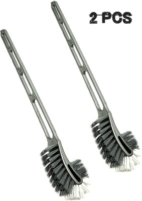 Red Champion Double Sided Flexible Toilet Brush Hockey Design for Toilet Cleaning (Pack of 2) with Holder(Grey)