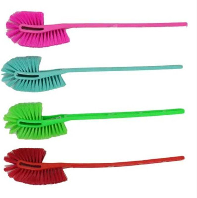Shriagarwal Cello Plastic by Cello Eco Hockey Toilet Brush Longer Handle Ergonomic Design_19 with Holder(Multicolor_17)