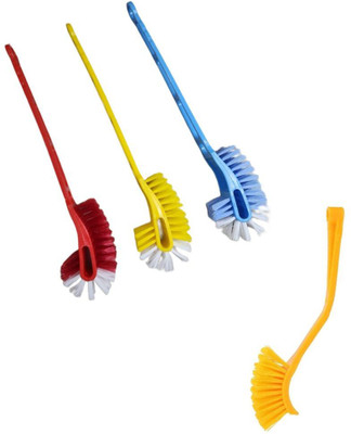 STRUGGLINGINC 2 Double Sided Toilet Cleaner Brush & 1 Small Brush Combo with Holder(Multicolor)