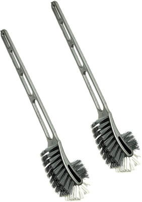 Clone Double Sided Flexible Toilet Brush with Holder(White, Grey)