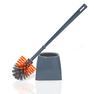 Chakaachak Glide Toilet Brush with Holder(Bathroom Brush Grey, Orange)