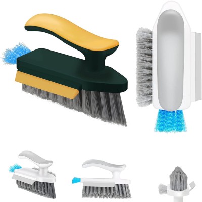 NOVELTY NOOK 4 in 1 Tile Grout Cleaning Brush with Squeegee, V-Shape Gap Scrub Brush Tools with Holder(Green)