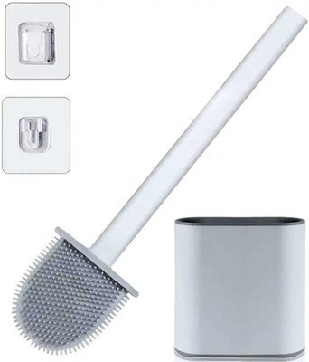 CTLH20 Flexible Silicone Toilet Brush and Holder Set for Bathroom with Holder(Multicolor)