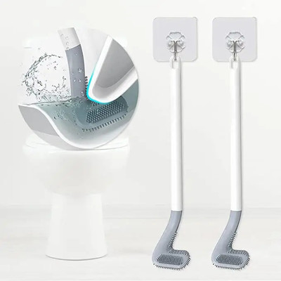 FLETIX Silicon L-Shape Golf Toilet Cleaner Brush with Holder with Holder with Holder(Multicolor)