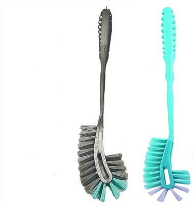 Mohprit Double Sided Toilet Cleaning Brush for Cleaning Multicolor Set of 2(Multicolor)