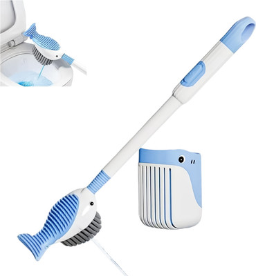 HASTHIP Toilet Brush with Holder Double Sided with Dispenser 2 in 1 with Holder(Blue)