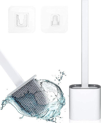 Gleamify silicone toilet brush with cap & holder with Holder(Multicolor)