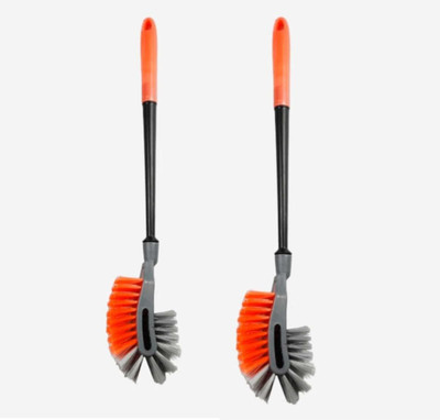 INASAN TOILET CLEANING BRUSH HEAVY DUTY PACK OF 2 WITH STRONG HANDLE(Multicolor)