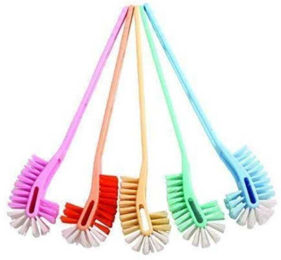 Shriagarwal Cello Plastic by Cello Eco Hockey Toilet Brush Longer Handle Ergonomic Design_14 with Holder(Multicolor_12)