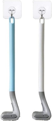 SBTs Golf Shape Toilet Brush 360 Deep Golf Head Brush(2 Brush & 2 Hook)_25 with Holder(Multicolor)