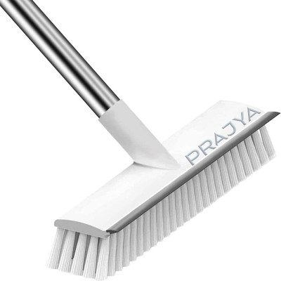 PRAJYA Bathroom Cleaning Brush with Wiper 2 in 1 Tiles Cleaning Floor Scrub Brush with Holder(White)
