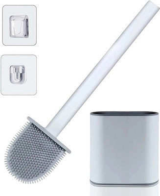 Corozil Flexible Toilet Brush with Silicone Bristles for Effective Bowl Cleaning with Holder(Multicolor)