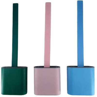 KING MART ENTERPRISES HK-SFTB-001 Silicone Flex Toilet Brush with Slim Handle with Holder(Multicolor)