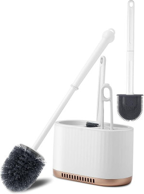 shukan enterprise 4-in-1 Silicone Toilet Brush Set with Holder | Flexible Bristles with Holder(Multicolor)