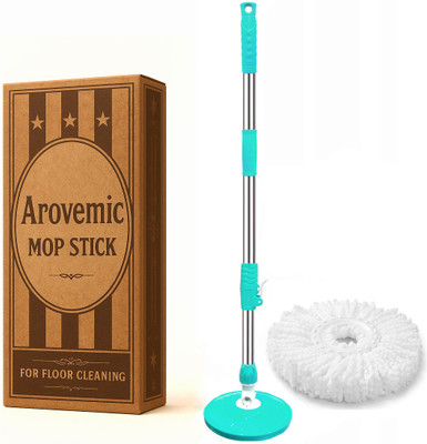 arovemic Branded Spin Mop Stick | Mop Pocha with 1 Microfiber Refill (5 Yrs Warranty)(Seagreen)