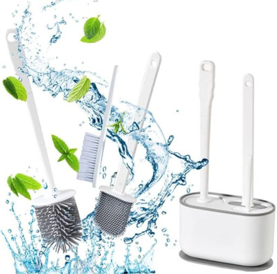 Calldrishe 3 in 1 Toilet Brush Set with Holder Wall Mounted with Holder(White)
