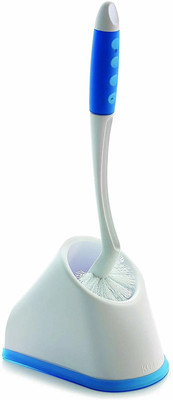 cello Angular Toilet Brush with Storage (Blue and White) with Holder(Blue, White)