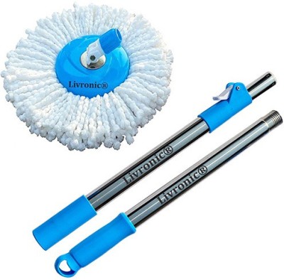 Livronic Spin mop Stick for Floor Cleaning with Stainless Steel Rod Handle Stick H BLUE(Blue)