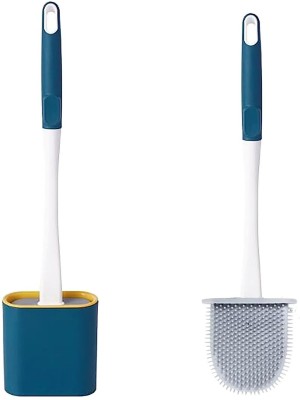 lukzer Deep Cleaner Toilet Brushes & Quick Drying Kit (15.5x3.5x1.5cm) Silicone Brush with Holder(Sea Blue)