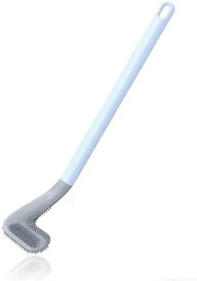 QinPin Silicone Golf L Shaped Toilet Cleaning Brush TPR Bristles Long Handle Flexible(Multicolor)