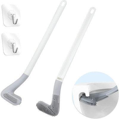 Mast Silicon Toilet Cleaning Brush [ Pack 2 ] with Holder(White)