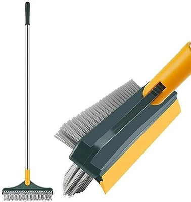 Trezox Bathroom Cleaning Brush with Wiper 3 in 1 Tiles Cleaning Brush Floor Scrub with Holder(Multicolor)