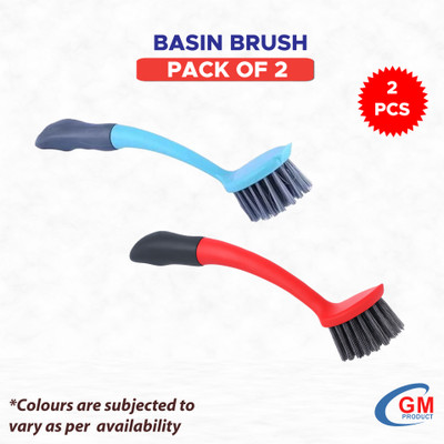 Swachh Basin Cleaning Brush with Strong Bristles 2 PC with Holder(Multicolor)