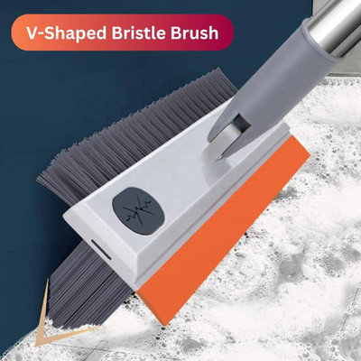 HADDROK 3 in 1 Telescopic Floor Wall Bathroom Cleaning Liquid Bin Scrubber Brush(Grey, Orange)