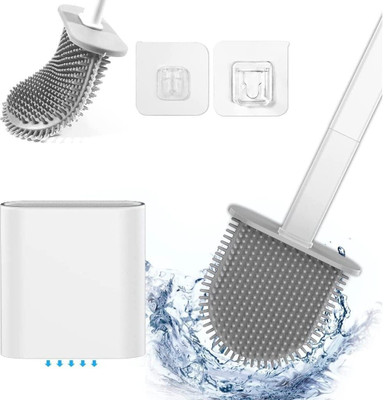 Nav Care Silicon Toilet Brush with Slim Holder Flex (Pack of 2) with Holder(Multicolor)