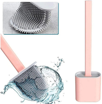 ODIN Silicone Toilet Brush with Slim Holder Flex Toilet Brush (1-Pcs) with Holder(Multicolor)