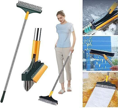 HRK Bathroom Cleaning Brush with Wiper 2 in 1 Tiles Cleaning Brush with Holder(Multicolor)