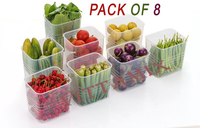 FINWARE Plastic Utility Container  - 1000 ml(Pack of 8, Clear)
