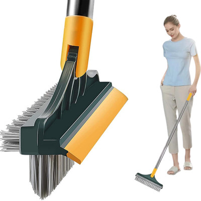 HOMIFYHUB 3 IN 1 Floor Cleaning Brush & Rubber scurb with Holder(Green & Yellow)