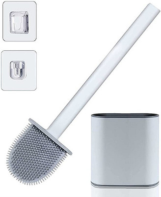 Gleamify D-Toilet Brush-Pack of 1 with Holder(Grey, White)